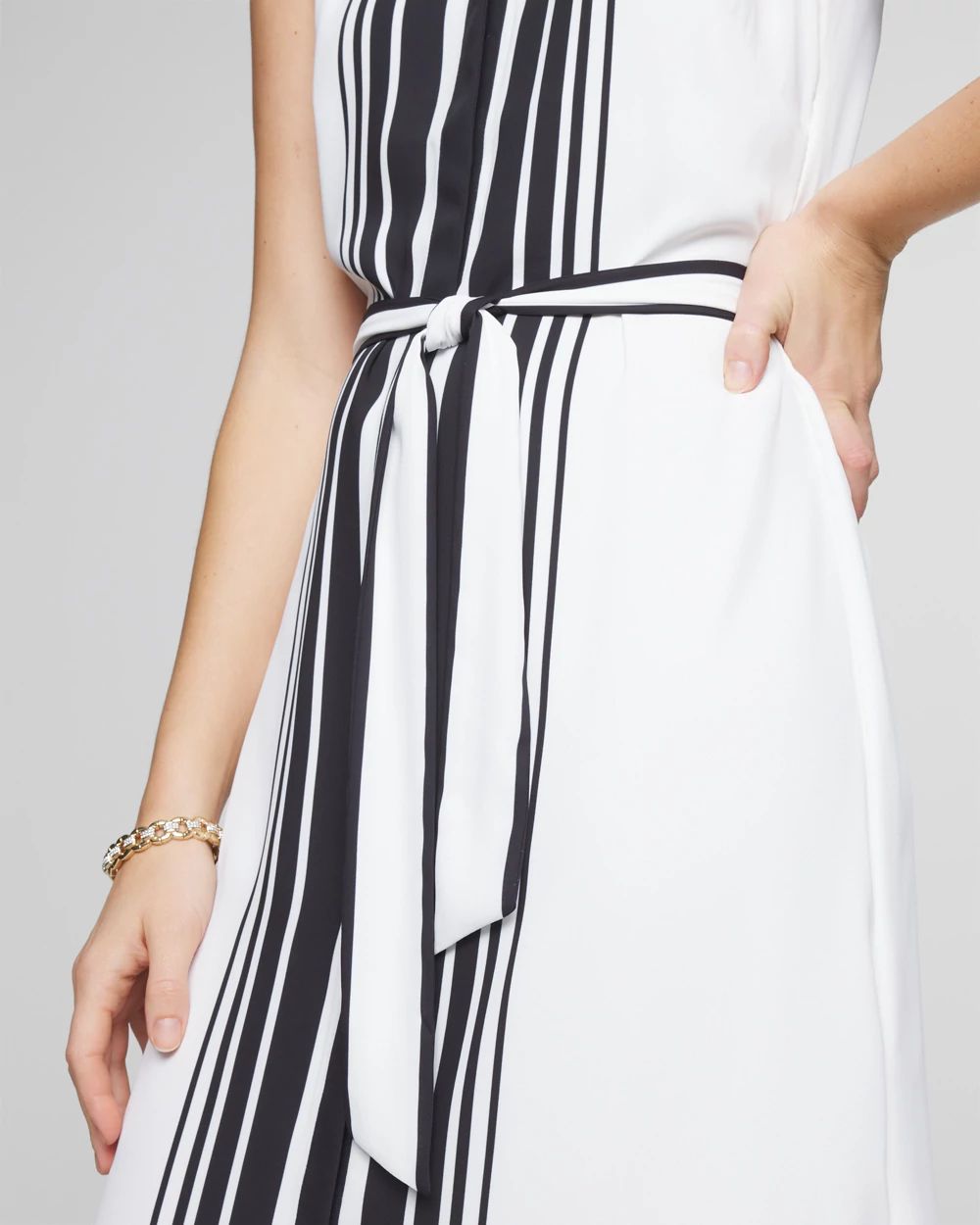 Sleeveless belted shirt dress on sale